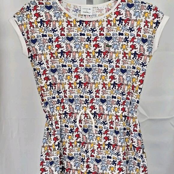 Lacoste X Keith Haring Girls Dress Size 10 Multicolor Casual 90s Artsy Kids - Picture 2 of 6